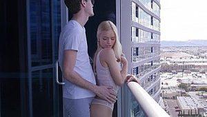  Seducing a blonde on a balcony