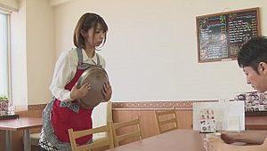  Japanese waitress is sucking customer's cock