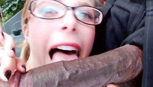  Nerdy blonde always wanted to suck a big, black dick