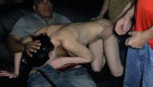  Petite Pale Party Chick GangFucked in Porno Theater