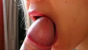  POV Teen Extreme CloseUp Slow Blowjob till Cum in Mouth