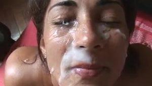  Brazilian MILF Gets Eye Cumshot