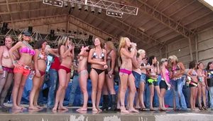  fresh real women competing in biker rally wet tshirt contest