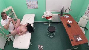  A Russian girl gets her pussy eaten out by a doctor then POV fucked.