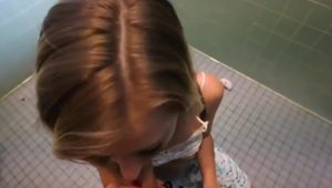  Blonde fucked in the public bathrooms