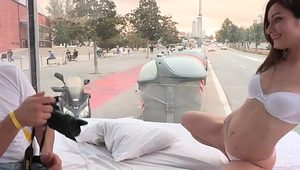  Beautiful Spanish Valentine Bianco gets a cumshot on her big ass in the public