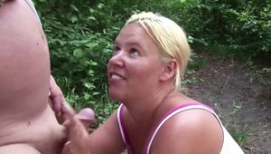  German MILF Mom Seduce to Fuck Outdoor by Young Boy