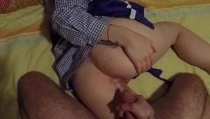  Surprised daddy in my schoolgirl outfit and he got way too horny
