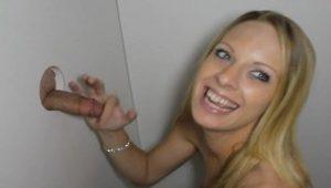  Pretty Petite Blondie Sucks Glory Hole Cock!