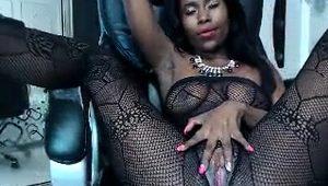  Horny and sexy black ebony girl masturbation and squirting