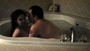  Horny brunette wife feeds her desire for cock in the hot tub