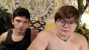  Fat teen with glasses rides a cock and swallows a hot load
